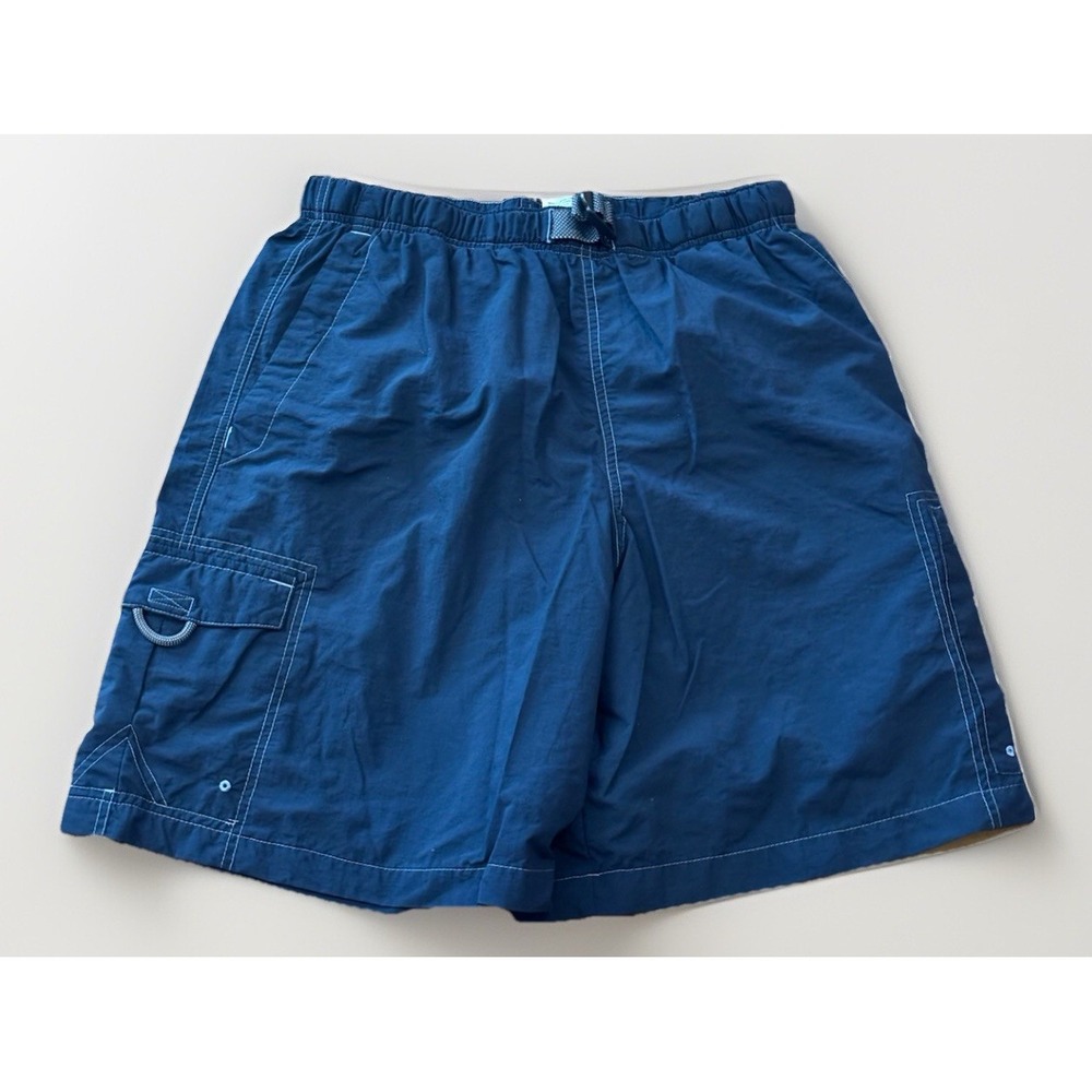 Columbia Cargo Shorts Mens M Blue Nylon Belted Mesh Lined Hiking Swim Gorpcore